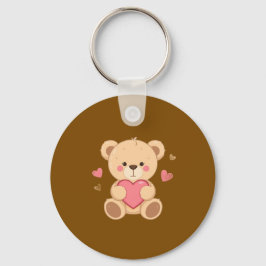 Süßer Teddybär hält Herz – Valentinstag Liebes-Ill Schlüsselanhänger