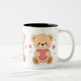 Süßer Teddybär hält Herz – Valentinstag Liebes-Ill Zweifarbige Tasse
