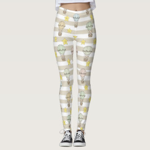 Süßer Teddybär Heißluftballon Neutrales Muster 3 Leggings