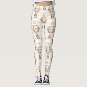 Süßer Teddybär Heißluftballon Neutrales Muster 4 Leggings