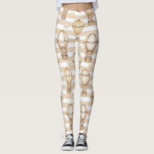 Süßer Teddybär Heißluftballon Neutrales Muster 5 Leggings