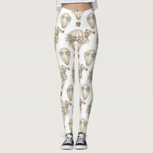 Süßer Teddybär Heißluftballon Neutrales Muster 6 Leggings
