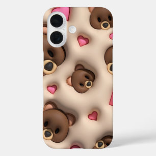 Süßer Teddybär-Herz-iPhone-Aufkleber iPhone 16 Hülle