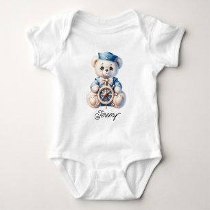 Süßer Teddybär im Matrosenlook Baby Strampler