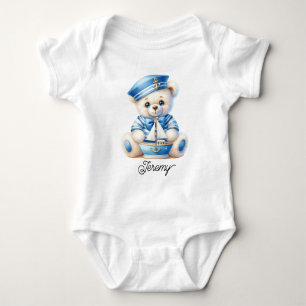 Süßer Teddybär im Matrosenlook Baby Strampler