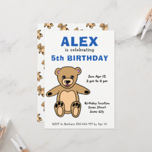 Süßer Teddybär Kinder Junge Geburtstag  Einladung