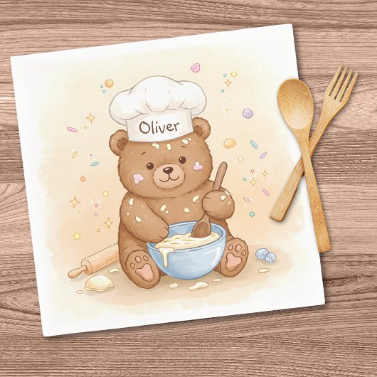 Süßer Teddybär-Koch Serviette