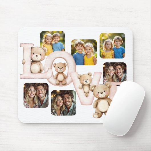 Süßer Teddybär "LIEBE" Fotodisplay Mousepad (Mit Mouse)