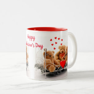 Süßer Teddybär-Liebe/Valentinstag-Tasse Zweifarbige Tasse