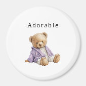 Süßer Teddybär Lila Jacke Magnet (Vorne)