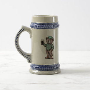 Süßer Teddybär mit Bier Bierglas