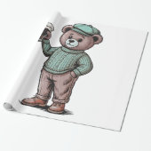 Süßer Teddybär mit Bier Geschenkpapier (Ungerollt)