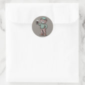 Süßer Teddybär mit Bier Runder Aufkleber (Tasche)