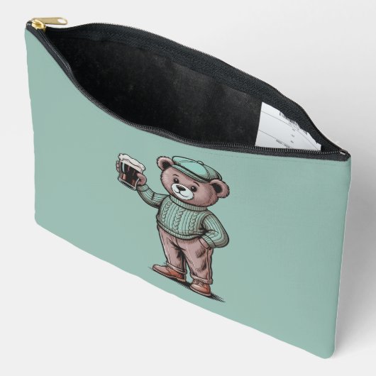 Süßer Teddybär mit Bier Zubehörtasche (Offen)