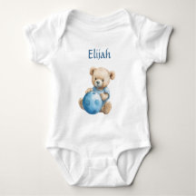 Süßer Teddybär mit blauem Ball