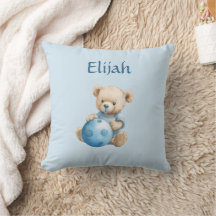Süßer Teddybär mit blauem Ball