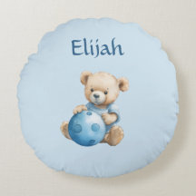 Süßer Teddybär mit blauem Ball