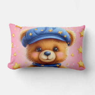 Süßer Teddybär mit blauem Hut Lendenkissen