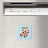 Süßer Teddybär mit gestreifter blauer Schärpe Magnet (In Situ (Geschirrspüler))