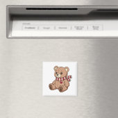 Süßer Teddybär mit gestreifter Schal Magnet (In Situ (Geschirrspüler))