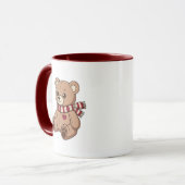 Süßer Teddybär mit gestreifter Schal Tasse (Vorderseite Links)