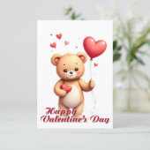 Süßer Teddybär mit Herz – Frohen Valentinstag (Stehend Vorderseite)