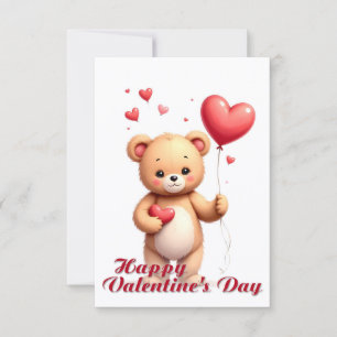 Süßer Teddybär mit Herz – Frohen Valentinstag