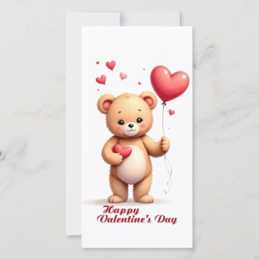 Süßer Teddybär mit Herz – Frohen Valentinstag (Vorderseite)