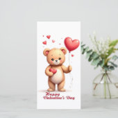 Süßer Teddybär mit Herz – Frohen Valentinstag (Stehend Vorderseite)