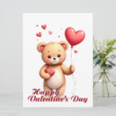 Süßer Teddybär mit Herz – Frohen Valentinstag (Stehend Vorderseite)