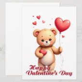 Süßer Teddybär mit Herz – Frohen Valentinstag (Vorne/Hinten)