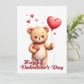 Süßer Teddybär mit Herz – Frohen Valentinstag (Stehend Vorderseite)