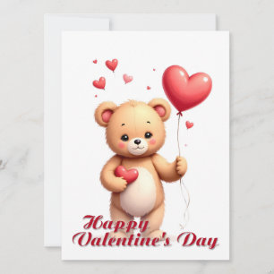 Süßer Teddybär mit Herz – Frohen Valentinstag
