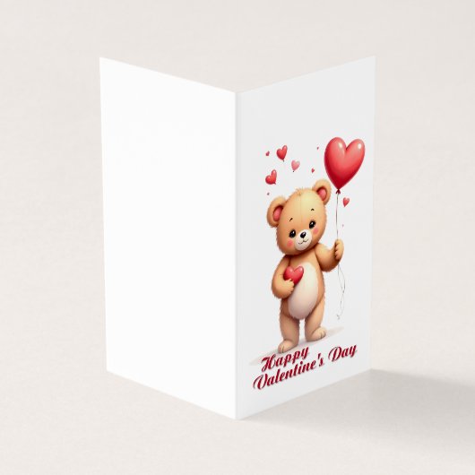 Süßer Teddybär mit Herz – Frohen Valentinstag (Vorderseite)