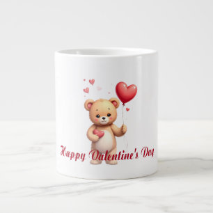 Süßer Teddybär mit Herz – Frohen Valentinstag Jumbo-Tasse