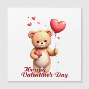 Süßer Teddybär mit Herz – Frohen Valentinstag Magnetkarte