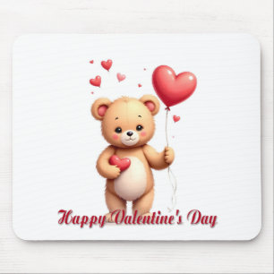 Süßer Teddybär mit Herz – Frohen Valentinstag Mousepad