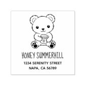 Süßer Teddybär mit Honigglas-Adresse Permastempel (Design)