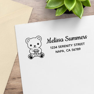 Süßer Teddybär mit Honigglas Rücksendeadresse Gummistempel