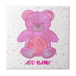 Süßer Teddybär mit individuellem Text in Rosa Fliese