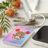 Süßer Teddybär mit roten Ballons Cartoon Schlüsselanhänger (Vorderseite rechts)