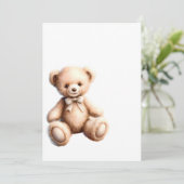 Süßer Teddybär mit Schleife - Weicher Plüsch Einladung (Stehend Vorderseite)