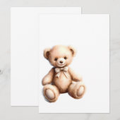 Süßer Teddybär mit Schleife - Weicher Plüsch Einladung (Vorne/Hinten)
