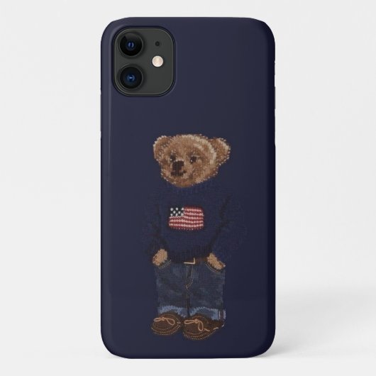 Süßer Teddybär Navy Blau iPhone 11 Hülle (Rückseite)