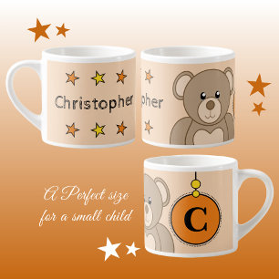 Süßer Teddybär orange gelb mit Sternen Kind Espressotasse