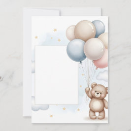 Süßer Teddybär Pastell Ballons Einladungsrahmen Einladung