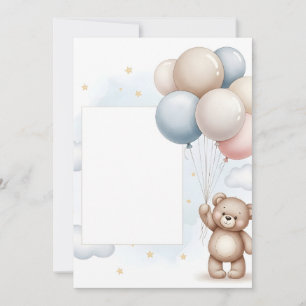 Süßer Teddybär Pastell Ballons Einladungsrahmen Einladung