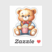 Süßer Teddybär-Popcorn-Eimer Aufkleber (Blatt)
