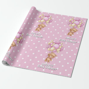 Süßer Teddybär Rosa Babyparty Geschenkpapier