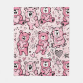 Süßer Teddybär Rosa Muster Fleecedecke (Vorderseite)